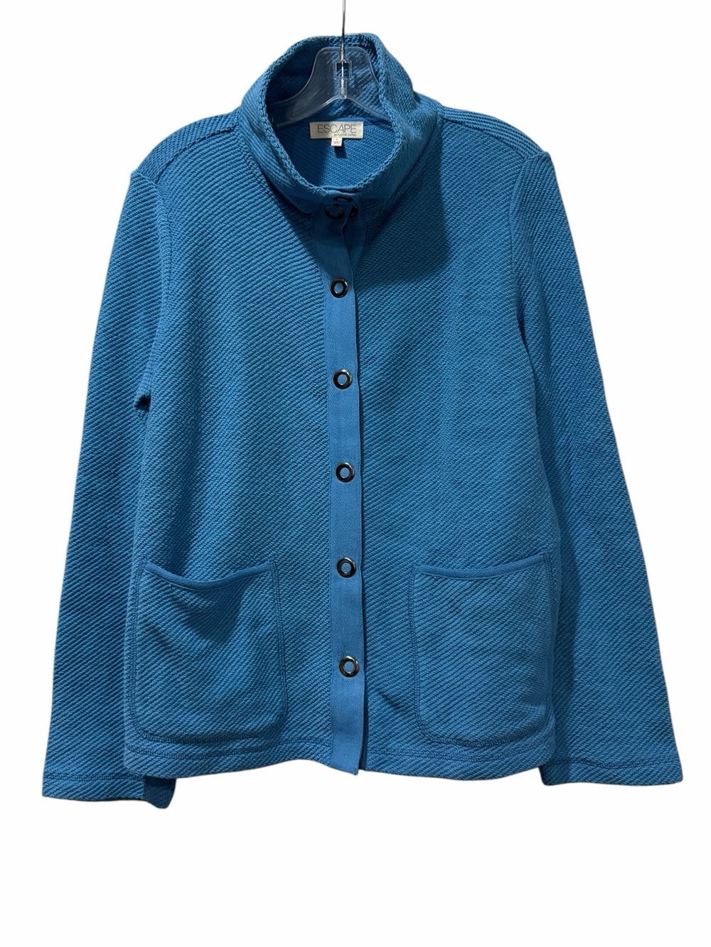 Habitat Blue Small Snap Mock Neck Escape Long Sleeve Sweater B3